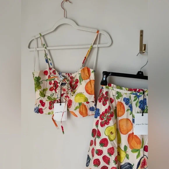 Jacquie the label Cream Fruit Crop Top & Maxi Skirt Set - Picture 3 of 7